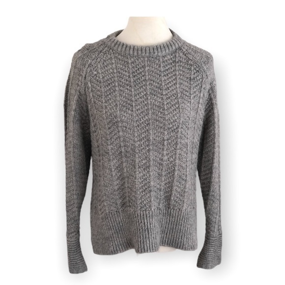 H&M fuzzy gray cable knit sweater - Picture 1 of 8